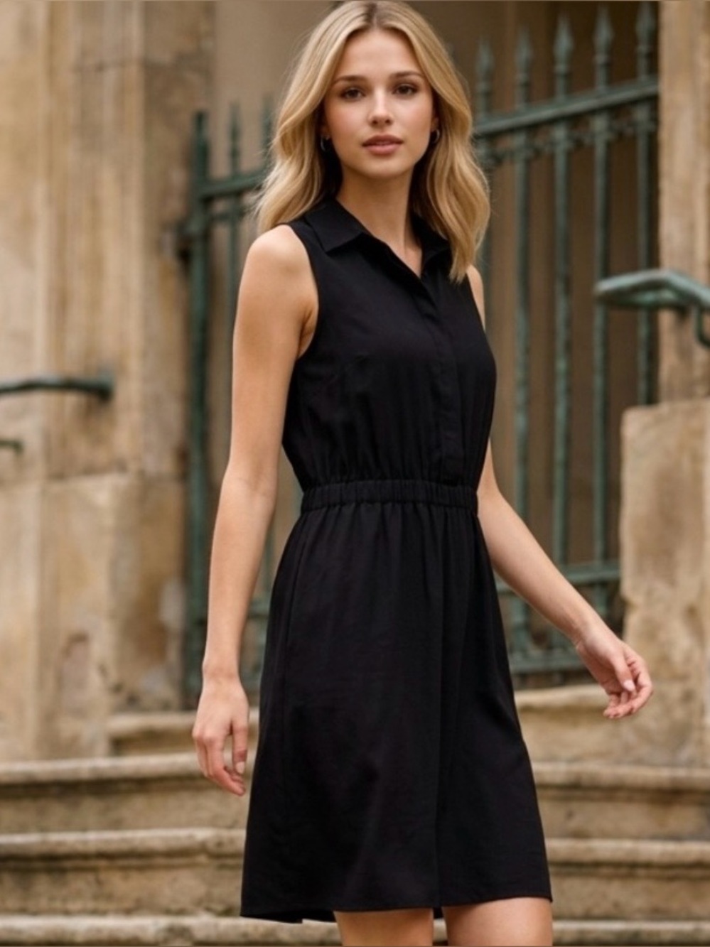 Lole Black Lightweight Sleeveless Midi Sporty Athleisure Dress-M